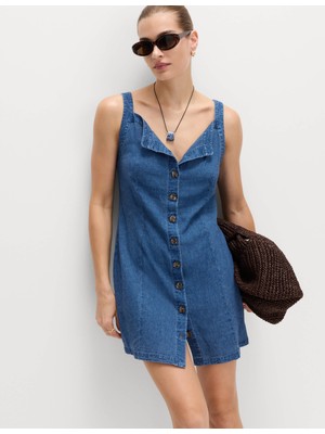 Marks & Spencer Keten Karışımlı Mini Elbise