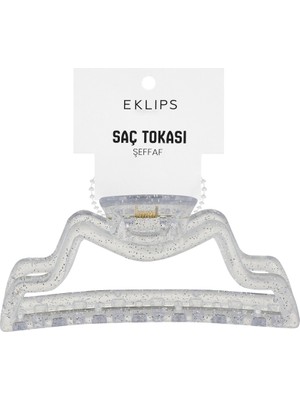 3 Adet Eklips Kıvrımlı Mandal Toka Simli Şeffaf