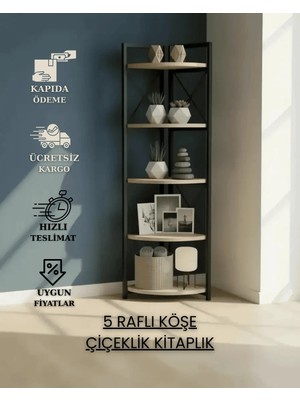 Treeandtech Ece Çiçeklik Kitaplık 5 Raflı