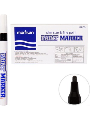 5 Adet Munhwa Paint Marker Kalem Siyah 12'li Paket