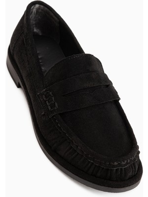 Limoya Carmel Siyah Süet Penny Loafer Kadın Ayakkabı