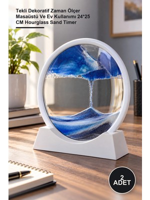 Yenilig 2 Adet Sulu Kumsaati – Tekli Dekoratif Zaman Ölçer Masaüstü ve Ev Kullanımı 24*25 cm Hourglass Sand Timer