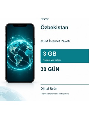 Bezos Özbekistan Esım Internet Paketi 3 GB 30 Gün