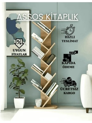 Treeandtech Assos Dekoratif Kitaplık 10 Raflı