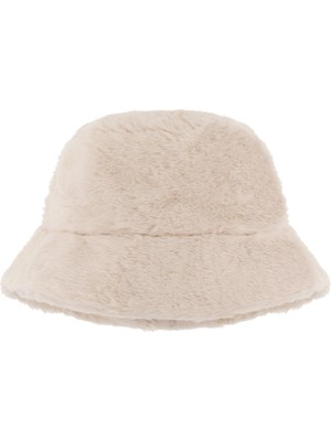 5 Adet Eklips Bucket Peluş Bej Kışlık Şapka