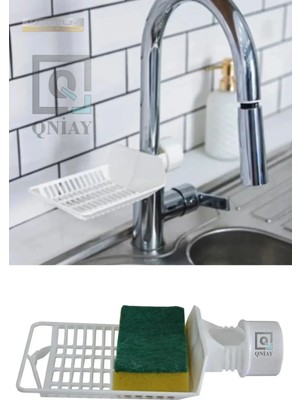 Teknotrust Pratik Ayarlı Mutfak ve Banyo Yanına Sünger Askılığı, Beyaz Plastik Düzenleyici