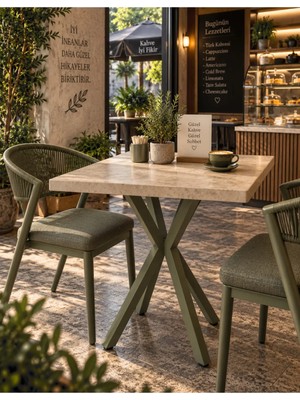 Sofex Mutfak Cafe Balkon Bahçe Restoran Yemek Masası 70X70 Metal Ayak ( Kalınlaştırmalı