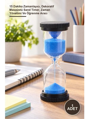 Yenilig 1 Adet Renkli Kum Saati – 15 Dakika Zamanlayıcı, Dekoratif Masaüstü Sand Timer, Zaman Yönetimi ve Öğrenme Aracı