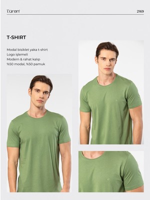 Cacharel Erkek %50 Modal, %50 Pamuk Bisiklet Yaka Kısakol Yazlık T-Shirt
