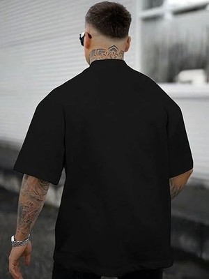 Moda Loris Erkek Bisiklet Yaka Kısa Kol Baskılı T-Shirt - Siyah