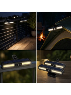 Poebgo Familys 2'li Mandallı LED Solar Lamba - 36 LED - Hareket Sensörlü - 3 Modlu