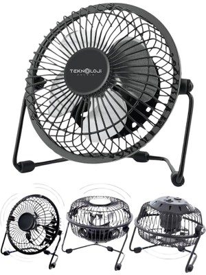 Leaf Shop Fan Metal Vantilatör USB ile Çalışan Soğutucu Siyah