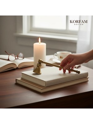 KorFam Dekoratif Pirinç Eskitme Gold Mum Söndürücü