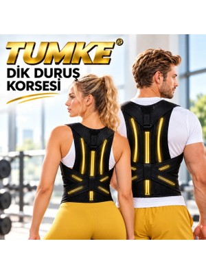TUMKE Çift Balenli Dik Duruş Korsesi Ayarlanabilir Sırt ve Omuz Destekleyici Korse Nefes Alabilen Kamburluk Önleyici Postür Destek Korsesi