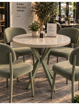 Sofex Mutfak Cafe Balkon Bahçe Restoran Yemek Masası 70X70 ( Kalınlaştırmalı Traverten)