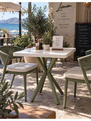 Sofex Mutfak Cafe Balkon Bahçe Restoran Yemek Masası 70X70 ( Kalınlaştırmalı Yşl Byz)