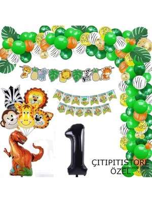 Düvenci Ticaret Çıtıpıtıstore Safari 1 Yaş Lüks Doğum Günü Seti