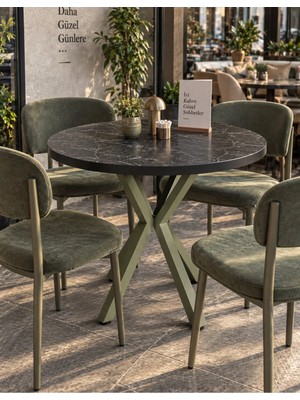 Sofex Mutfak Cafe Balkon Bahçe Restoran Yemek Masası 70X70 ( Kalınlaştırmalı Yşl Crra )