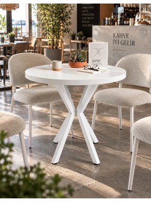 Sofex Mutfak Cafe Balkon Bahçe Restoran Yemek Masası 70X70 Metal Ayak ( Kalınlaştırmalı Byz Yuvarlak )