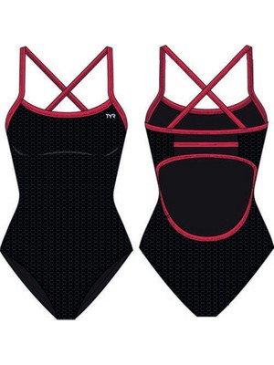 Tyr Durafast Elite® Tf Kız Çocuk Mayo - Hexa (Siyah/kırmızı)