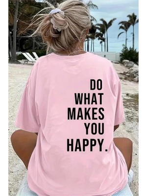 Oksit Makes You Happy Baskılı Bisiklet Yaka Unisex Tshirt