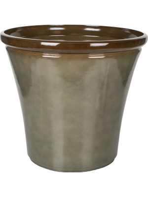 Herdekora Plastik Saksı Seramik Görünümlü Kahve-Yeşil 39.5X35.5 Cm.