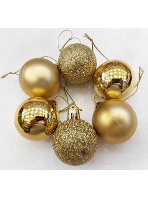 Empressco Yılbaşı Ağacı Süsleri, 4 Cm, Gold, 12'li, Renkli Toplar, Parlak ve Şık Dekorasyon