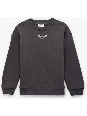Vionna Uzun Kollu Bisiklet Yaka Baskılı Şardonlu Sweatshirt
