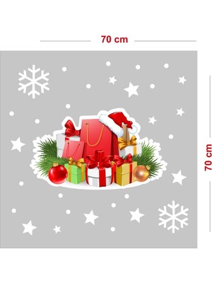 Empressco Yılbaşı Temalı Hediye Paketleri ve Kar Taneleri Vitrin Sticker Seti