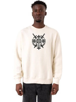 Vionna Tshirthane Monogatari Anime Episode Clan Symbol Ekru Erkek 2ip Sweatshirt P21953S189, Xs