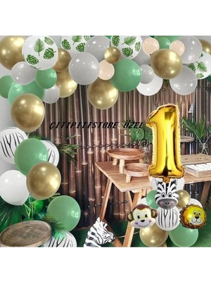 Düvenci Ticaret Çıtıpıtıstore Safari Temalı 1 Yaş Doğum Günü Balon Seti