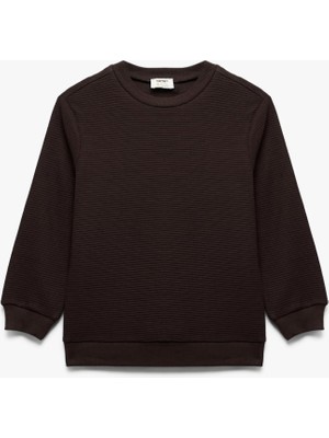 Vionna Pamuklu Uzun Kollu Bisiklet Yaka Basic Sweatshirt