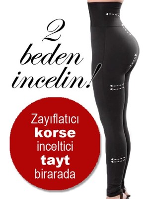 Empressco Yüksek Bel Korse Tayt Kaydırmaz Silikon Bantlı Sıkılaştırıcı ve Incelten Dikişsiz Toparlayıcı
