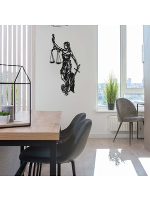 Adaletin Kadını Themis Metal Tablo Duvar Dekoru