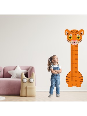 Tilki Dünyası Sevimli Safari Hayvanları Çocuk Boy Ölçer Duvar Stickerı - Bebek ve Çocuk Odası Boy Cetveli Etiketi