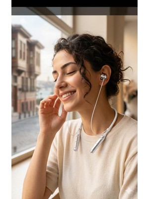 Ms Taç Bluetooth Kulaklık Yüksek Şarj Gücü ile 130 Saat Bekleme Süresi 10 Metre Çekiş Menzilli Dışarıdan Gelen Sesleri Filtreleyen Kulak Içi Tasarım Aktif Enc Görüşme Memnuniyet Garantili (Beyaz)