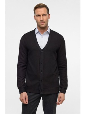 Vionna Siyah Regular Düz V Yaka Sweatshirt