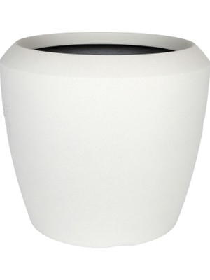 Herdekora Plastik Saksı Oval Kum Efektli Beyaz 33.5X30.5 Cm.