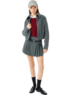 Vionna Fermuarlı Slim Fit Dik Yaka Uzun Kollu Sweatshirt