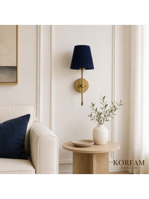 KorFam Kablosuz Pilli Aplik Lacivert Keten Şerit Kumaş Başlıklı Aplik