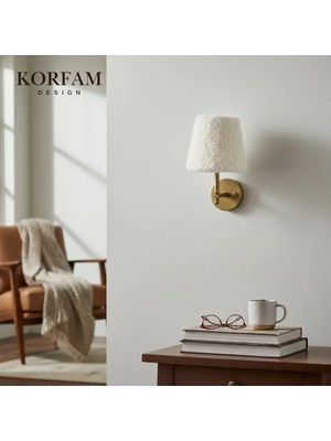 KorFam Kablosuz Pilli Aplik Beyaz Peluş Başlıklı Aplik