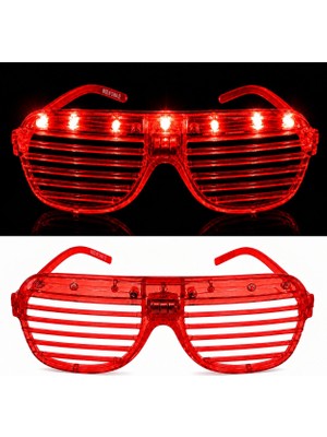 Mustran LED Işıklı Panjur Parti Gözlüğü Kırmızı Renk Shutter Gözlük