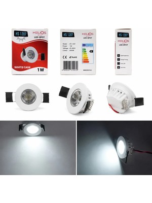 Helios HS1207 1W LED Spot Armatür Beyaz Kasa Gün Işığı / Beyaz Işık Mini Gömme Spot