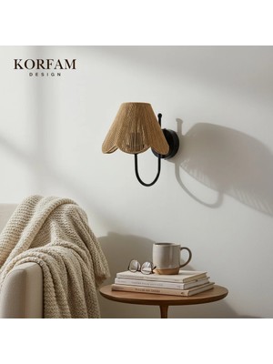 KorFam Rosalinda Aplik - Kablosuz Pilli Aplik Kahverengi Çiçek Şeklinde Aplik