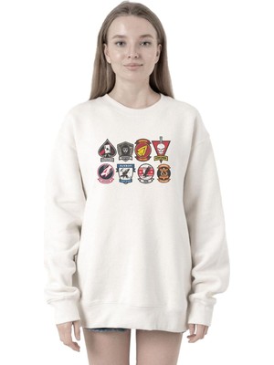 Vionna Tshirthane Top Gun Maverick Badge Layout Group Beyaz Kadın 2ip Sweatshirt P19909S1892, Xs