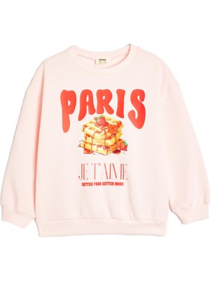 Vionna Koton Sweatshirt Waffle Baskılı Bisiklet Yaka Uzun Kollu Pamuklu Şardonlu