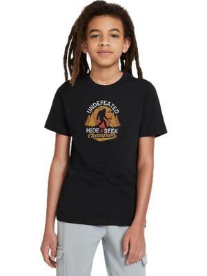 Vionna Qivi Unisex Çocuk Siyah Silhouette Undefeated Hide And Seek World Baskılı Sweatshirt, Siyah, 9-10 Yaş