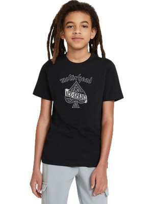Vionna Qivi Unisex Çocuk Siyah Motörhead Ace Of Spades Album Rock Baskılı Sweatshirt SFK0454-COCTS, 7-8 Yaş