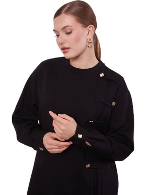 Vionna Siyah Örgü Detay Model Sweat