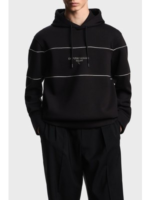 Vionna Emporio Armani Logolu Şerit Detaylı Regular Fit Kapüşonlu Sweat Erkek Sweat EM002885 AF17545 UC001